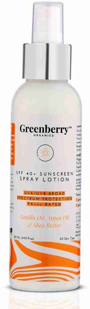 Greenbery Organics SPF 40+ Sunscreen Spray Lotion