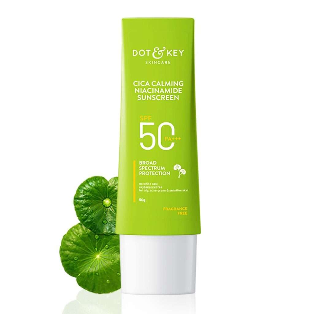 5. Dot & Key CICA Calming Niacinamide Sunscreen SPF 50 PA+++ | UVA/UVB Protection | Sunscreen for Acne Prone Skin