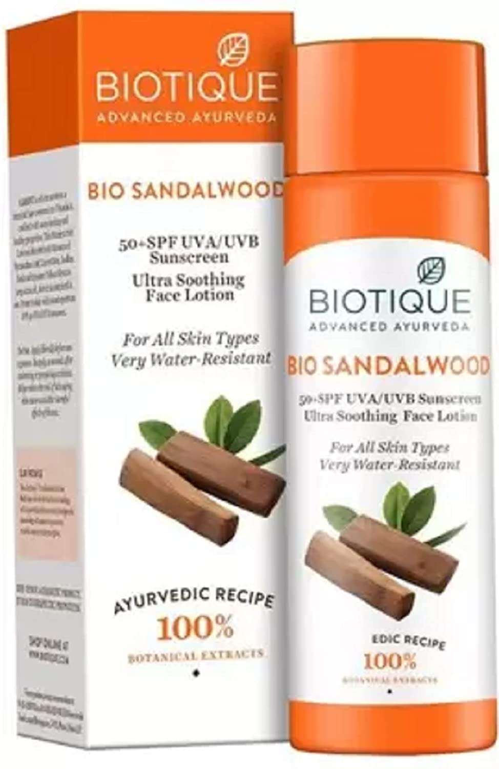 4. Biotique Bio Sandalwood 50+ SPF Sunscreen Ultra Soothing Face Lotion